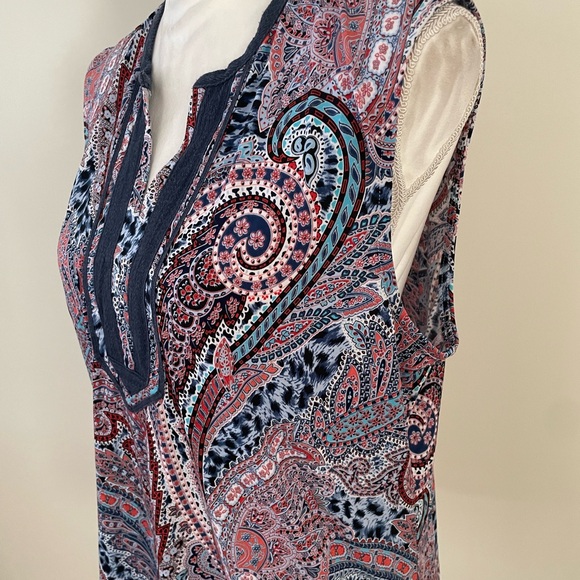 Peck & Peck Multicolor Paisley Sleeveless Top - Picture 7 of 9